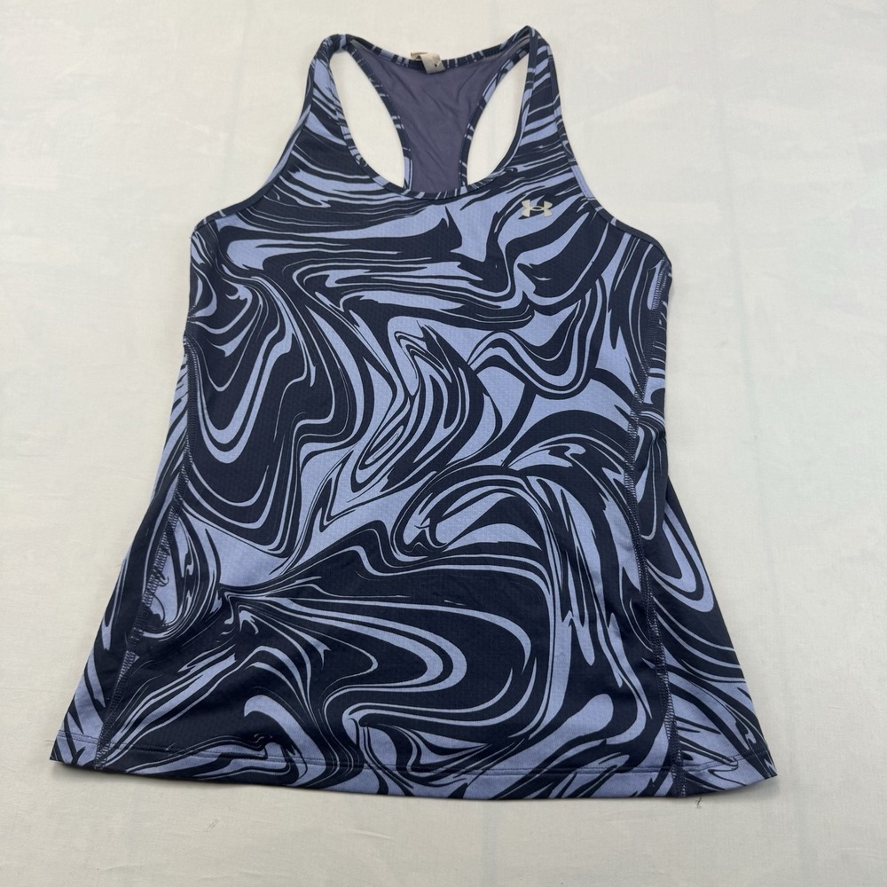 Under Armour Women's Navy Periwinkle Swirl Print Racerback Tank SM Fitted